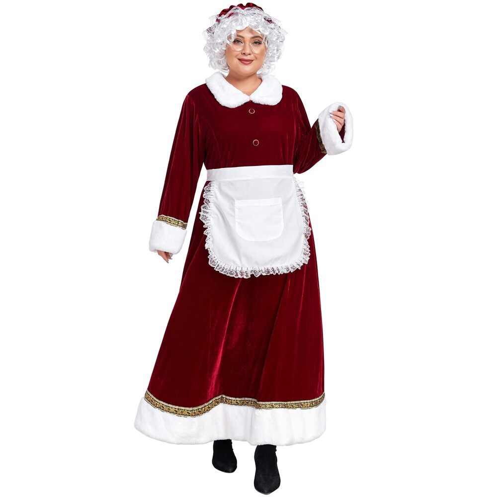 4681 Mrs. Claus Costume Santa Costume Adult 5PCS Plus Size Deluxe Velvet